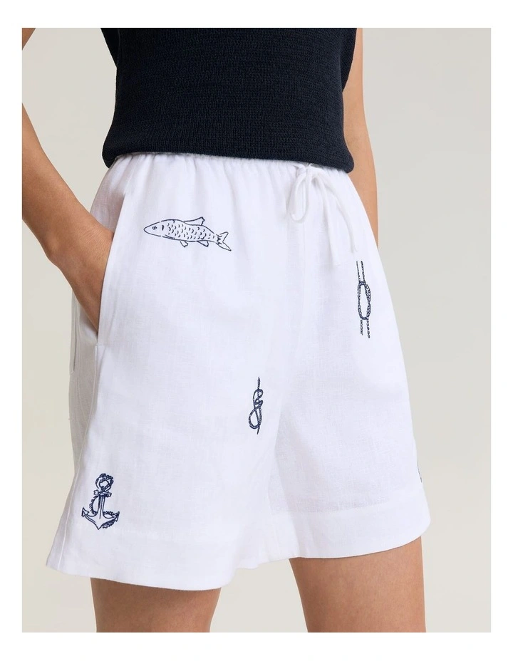 Ariana Embroidered Linen Short image 4