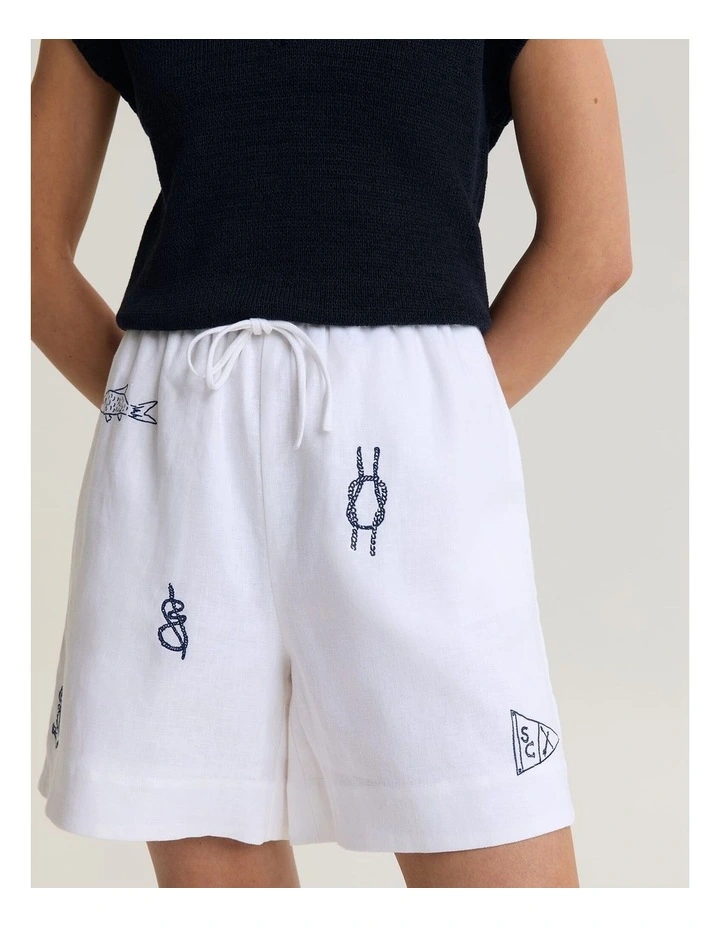 Ariana Embroidered Linen Short image 5
