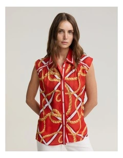 Clove Print Sleeveless Shirt