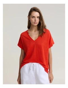 Tonia V-Neck Linen Tee