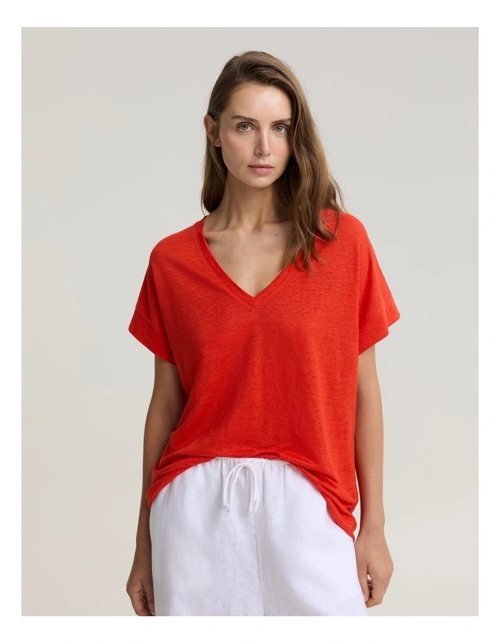Tonia V-Neck Linen Tee image 1