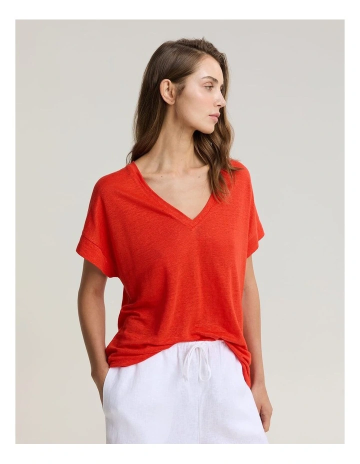 Tonia V-Neck Linen Tee image 4