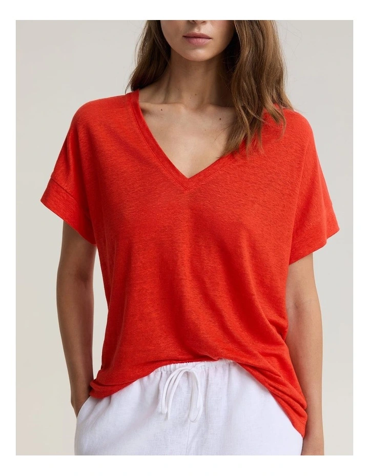 Tonia V-Neck Linen Tee image 5