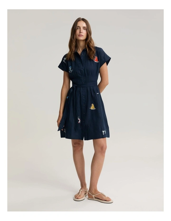 Ariana Embroidered Linen Dress image 1