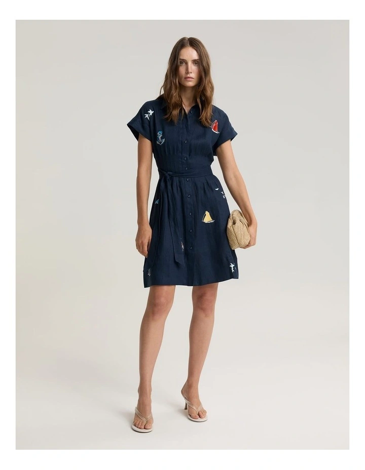 Ariana Embroidered Linen Dress image 3