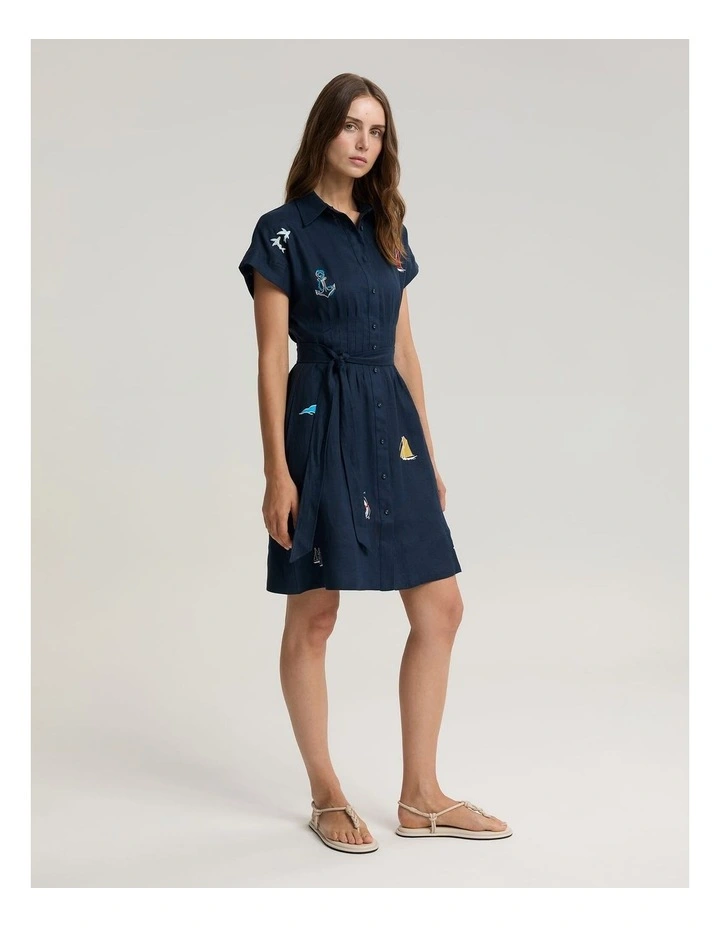 Ariana Embroidered Linen Dress image 4