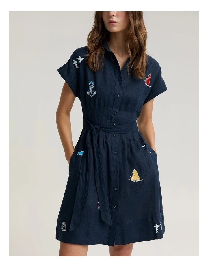 Ariana Embroidered Linen Dress image 5