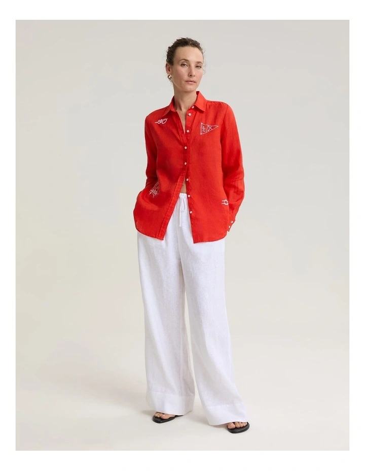 Dahlia Embroidered Linen Shirt image 3
