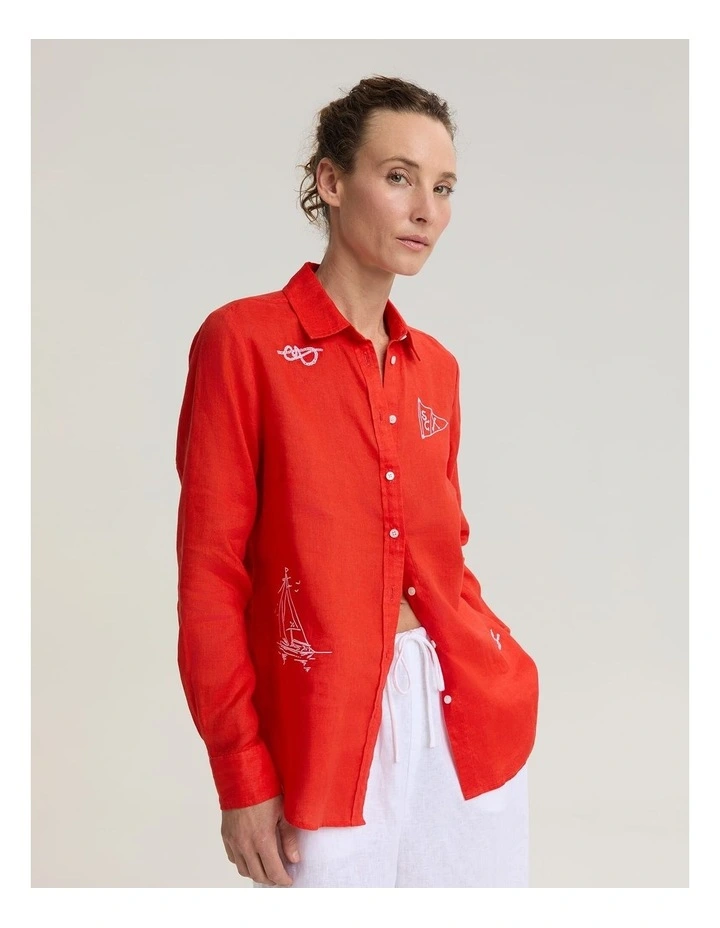 Dahlia Embroidered Linen Shirt image 4