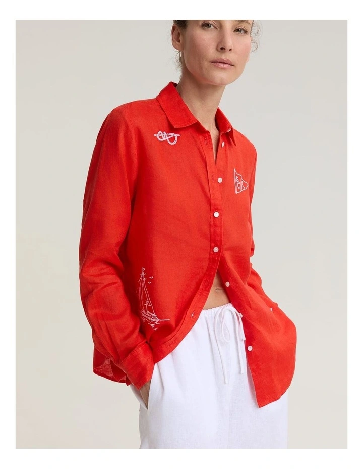 Dahlia Embroidered Linen Shirt image 5
