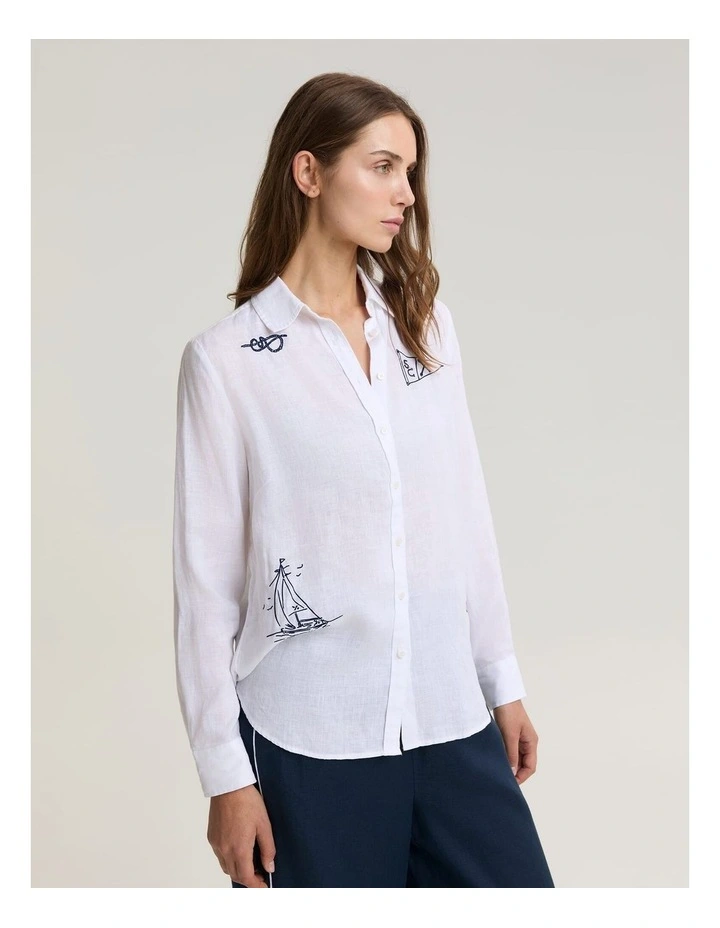 Dahlia Embroidered Linen Shirt image 4