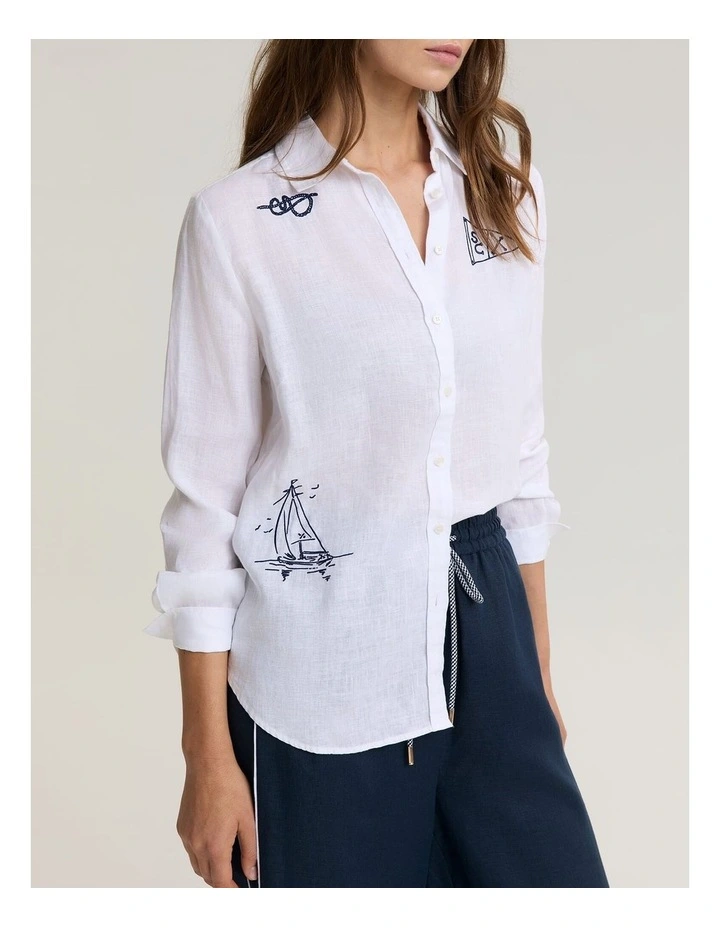 Dahlia Embroidered Linen Shirt image 5