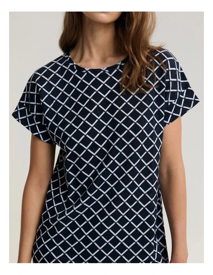 Geo Print Linen Mini Dress image 5