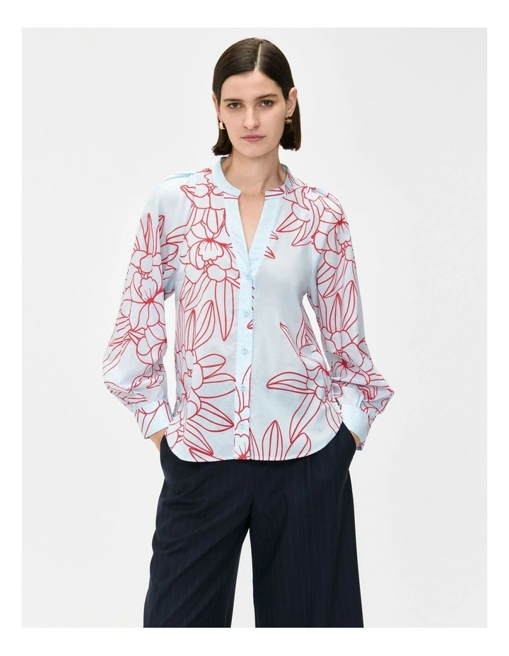 Sea Mist Orchid Voile Shirt in Blue image 3