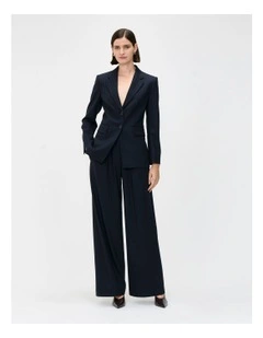 European Stripe Semi Fitted Blazer in Blue