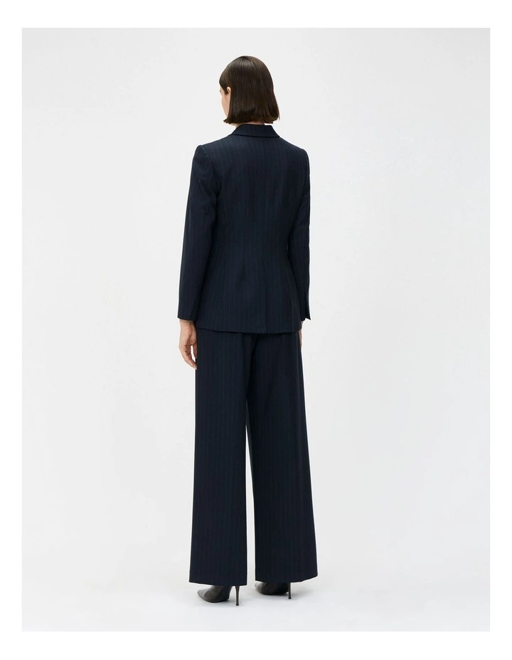 European Stripe Semi Fitted Blazer in Blue image 2