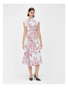 Orchid Draped Gathered Dress in Sea Mist