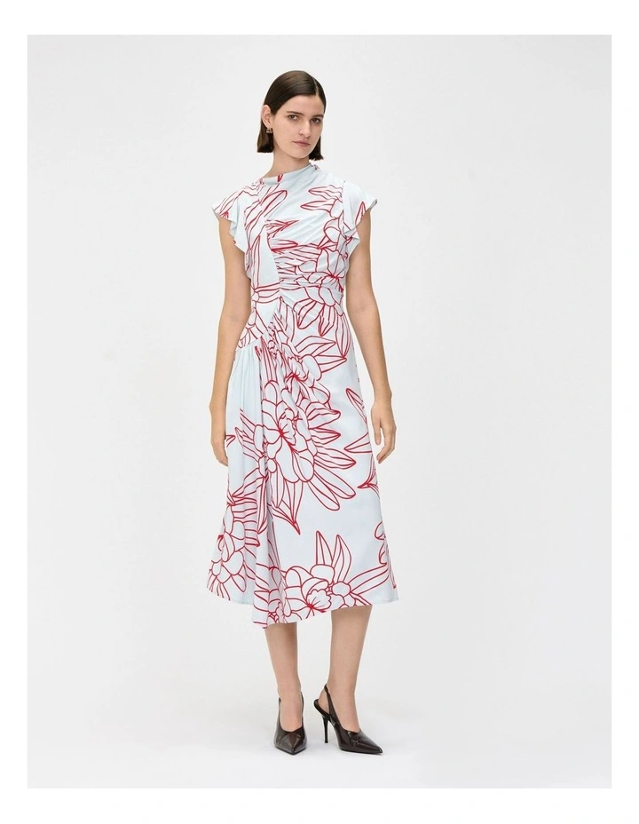 Orchid Draped Gathered Dress in Sea Mist image 1