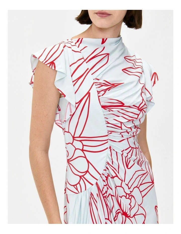 Orchid Draped Gathered Dress in Sea Mist image 4
