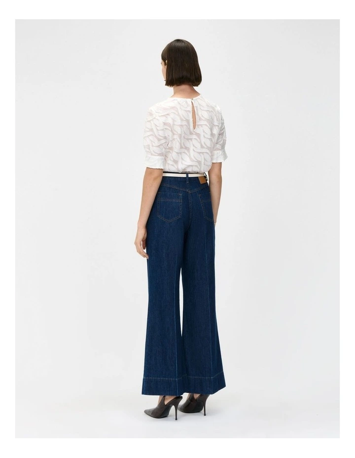 European Burnout Blouson Sleeve Top in Cream image 2