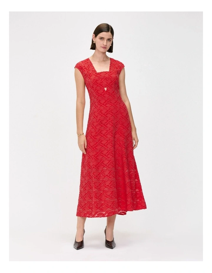 European Burnout Midi Dress in Red image 1