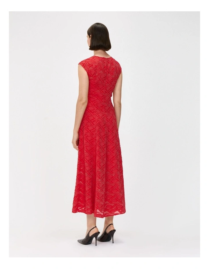 European Burnout Midi Dress in Red image 2