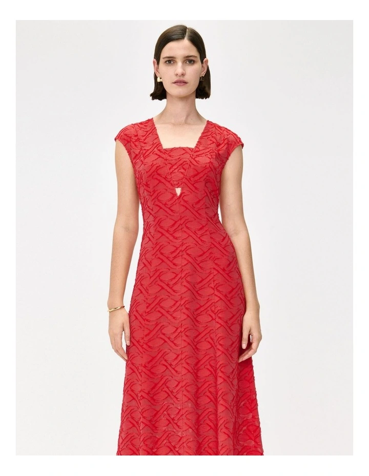 European Burnout Midi Dress in Red image 3