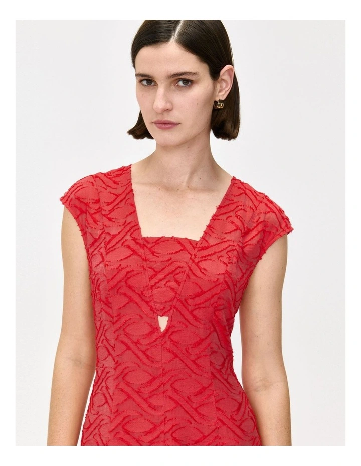 European Burnout Midi Dress in Red image 4