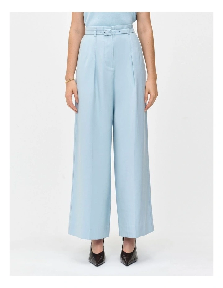 Drapey Ecovero Viscose Belted Pant in Blue image 3
