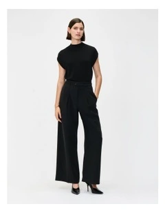 Drapey Ecovero Viscose Belted Pant in Black