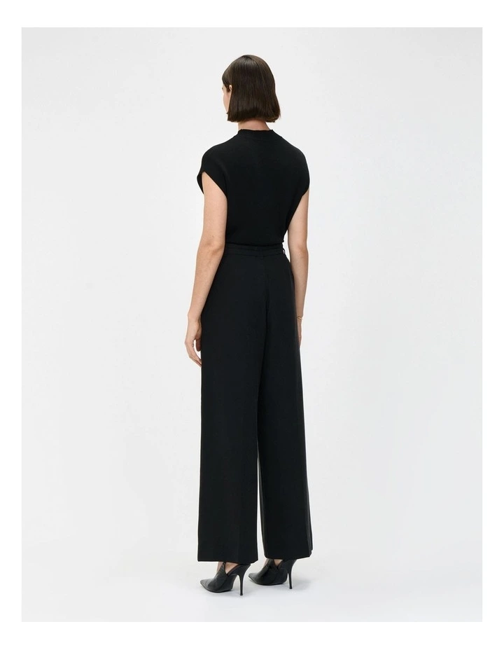 Drapey Ecovero Viscose Belted Pant in Black image 2