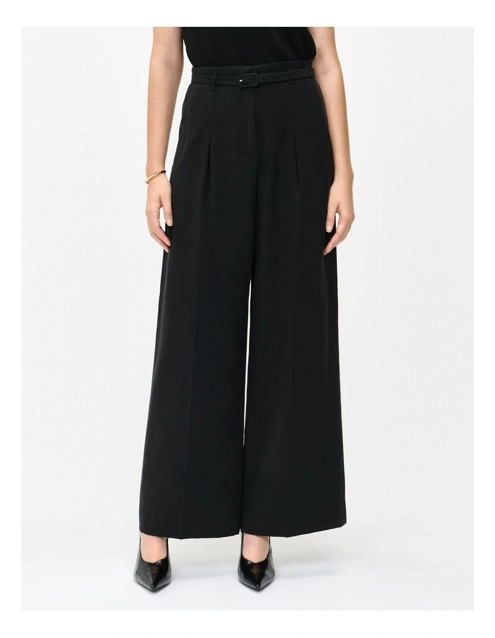 Drapey Ecovero Viscose Belted Pant in Black image 3