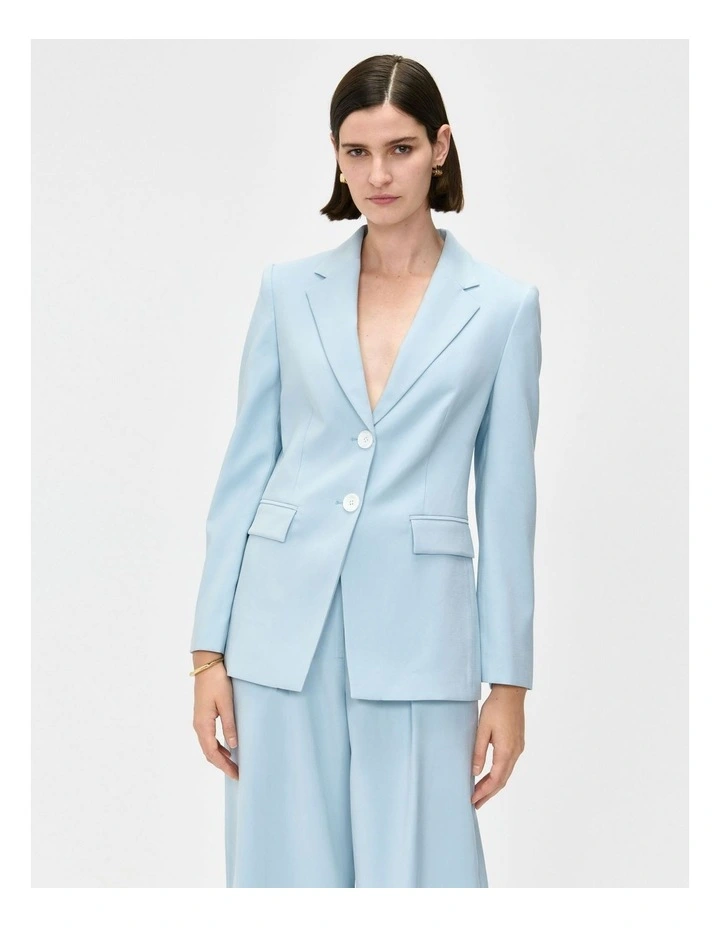 Drapey Ecovero Viscose Semi Fitted Blazer in Blue image 3