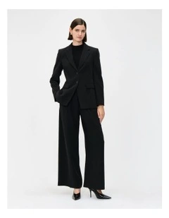 Drapey Ecovero Viscose Semi Fitted Blazer in Black