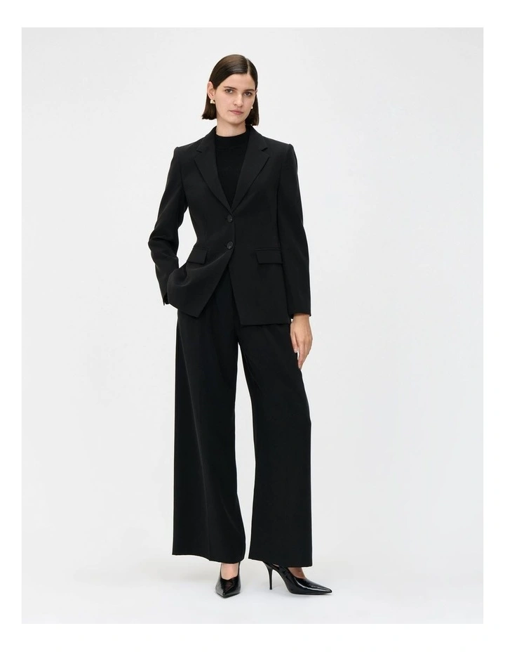 Drapey Ecovero Viscose Semi Fitted Blazer in Black image 1