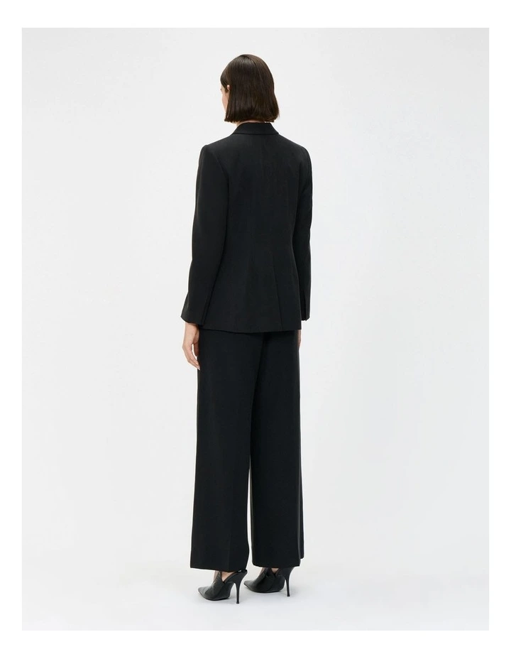 Drapey Ecovero Viscose Semi Fitted Blazer in Black image 2