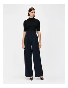 European Stripe Wide Leg Pant in Blue