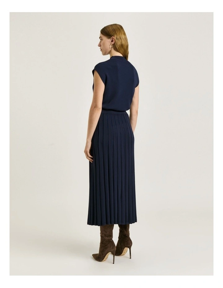 Drop Shoulder Funnel Neck Knit in Blue image 2