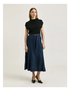 DROP SHOULDER FUNNEL NECK KNIT