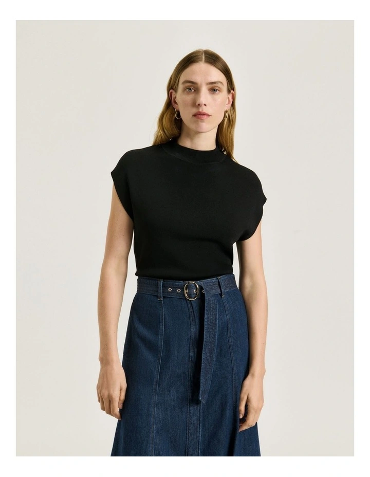 DROP SHOULDER FUNNEL NECK KNIT image 3