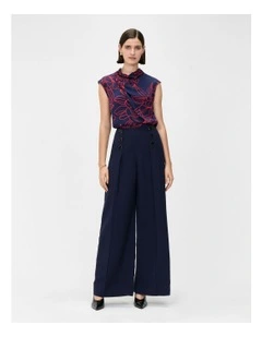 Orchid Satin Cowl Neck Top in Indigo