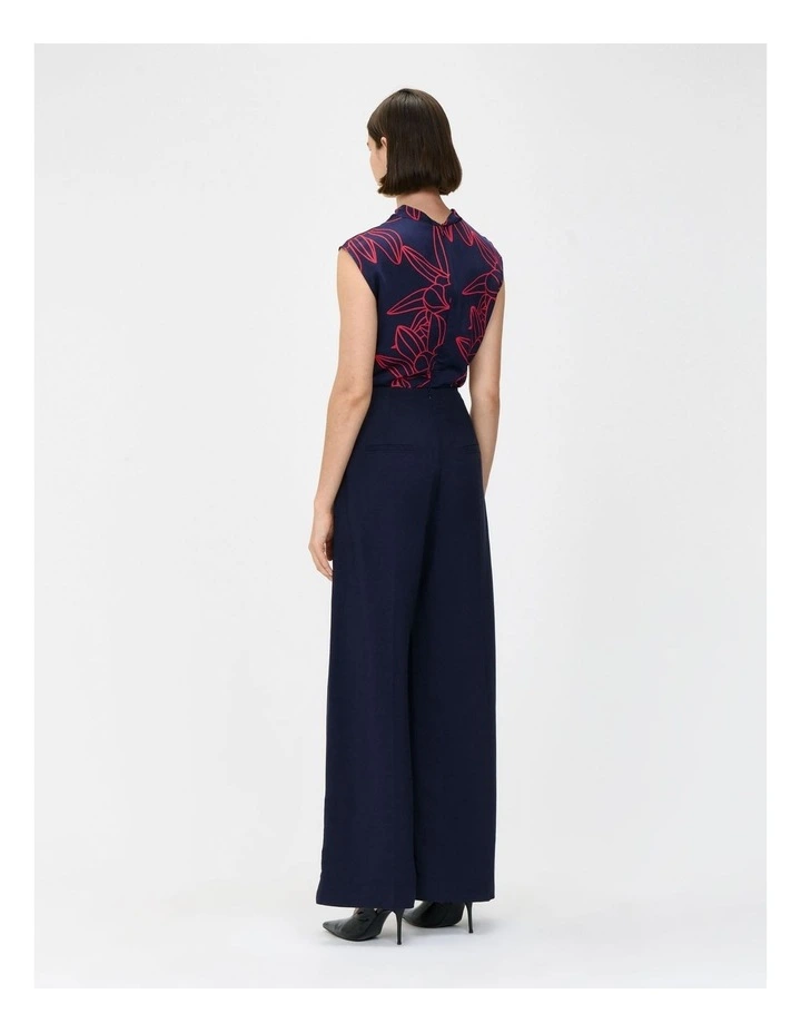 Orchid Satin Cowl Neck Top in Indigo image 2