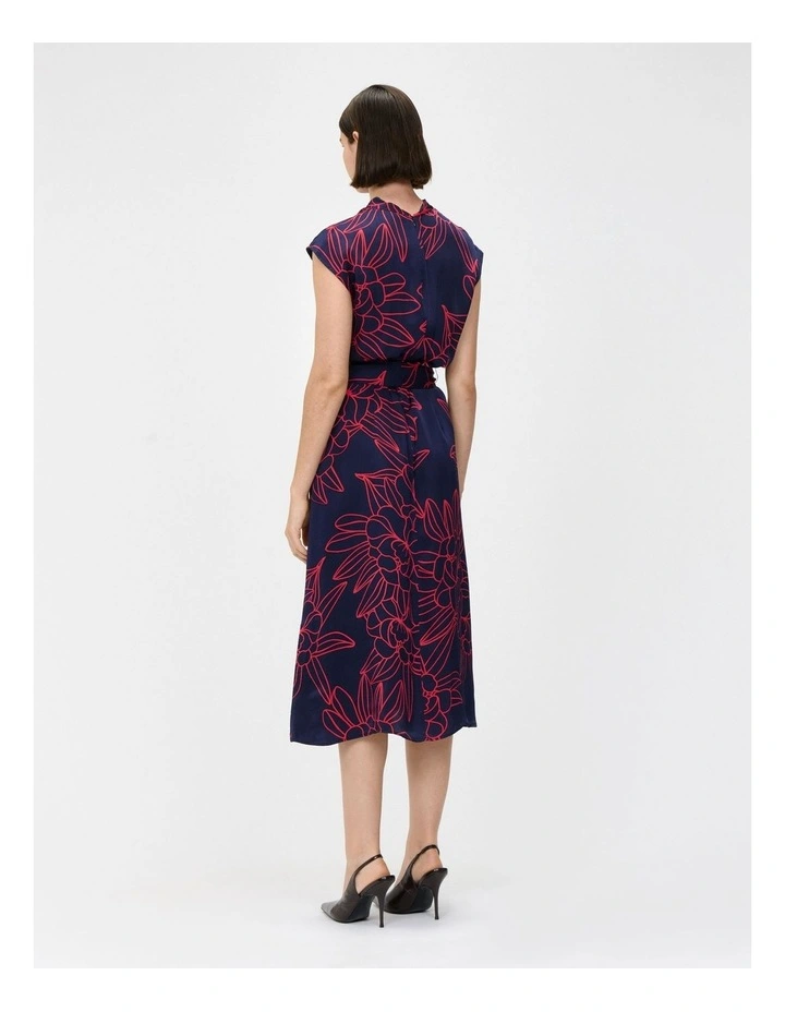 Orchid Satin Midi Dress in Indigo image 2