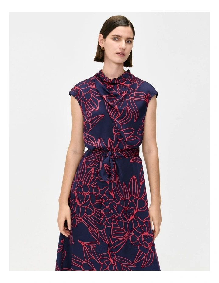 Orchid Satin Midi Dress in Indigo image 3