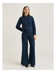 Cotton Tencel Denim Shirt Jacket in Blue