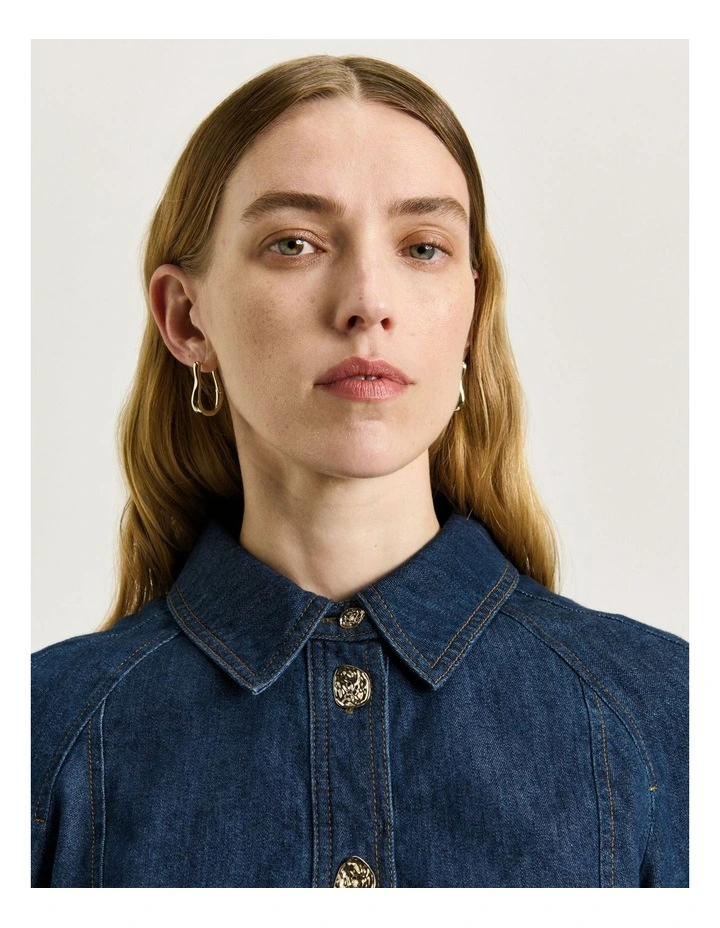 Cotton Tencel Denim Shirt Jacket in Blue image 4