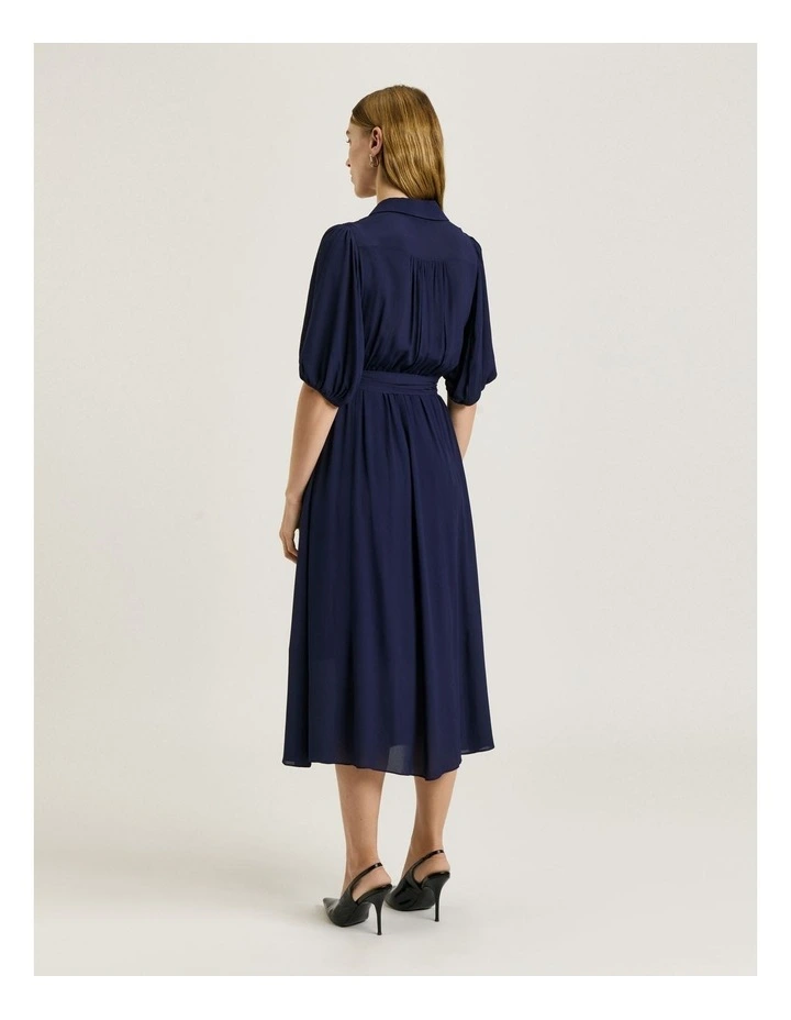 Georgette Midi Shirt Dress in Blue image 2