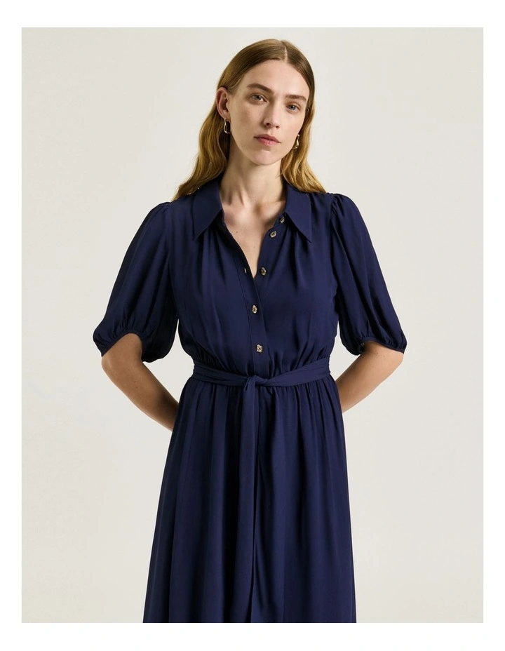 Georgette Midi Shirt Dress in Blue image 3