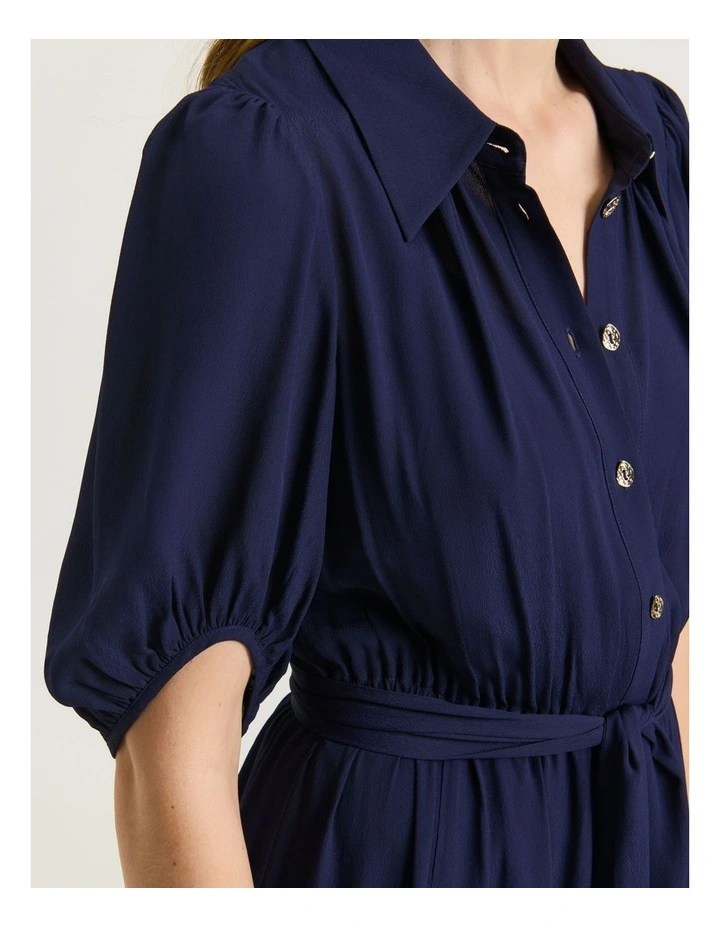Georgette Midi Shirt Dress in Blue image 4