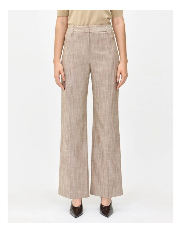 European Melange Straight Leg Pants in Beige image 3